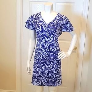 Chelsea Gunn dark blue and purple capped sleeve dress size XL NWT!!!!